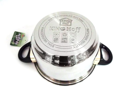 KINGHOFF KH-4441 Set Pentole 12 Pezzi In Acciaio Inox Con Coperchi E Padella Teflon - Adatto A Induzione, Lavabile In Lavastoviglie