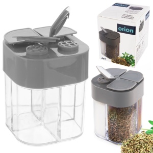Spice container + label stickers 4 partitions Kemp ORION 155114 spice