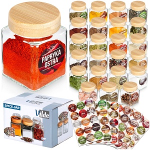 Spice containers 24 pcs 100ml glass container + 90 labels VILDE 229194