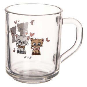 Glass mug with tea ear juice lemonade cocoa kitty 230 ml ORION 129460