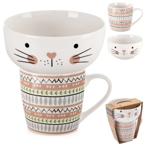 A mug with a soup bowl for children children porcelain cat 2 ele. ORION 129643