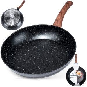 NON-STICK BLACK&WOOD Induktions-Antihaft-Granit-Bratpfanne groß 30 cm VILDE 199063