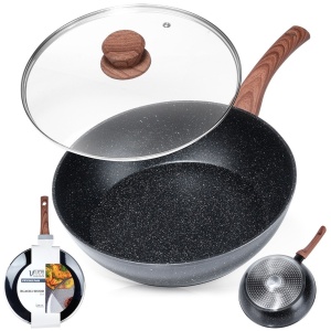 Induktionsbratpfanne aus Granit NON-STICK mit Deckel BLACK&WOOD 28 cm 3,5L VILDE 199065