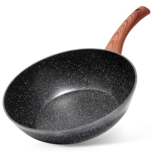 Tiefe Wokpfanne Granit NON-STICK Induktion BLACK&WOOD 28 cm VILDE 199079