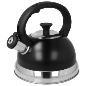 Traditioneller Stahlkessel mit Pfeife für Induktion 2,5L schwarz BRUNBESTE BB-2392