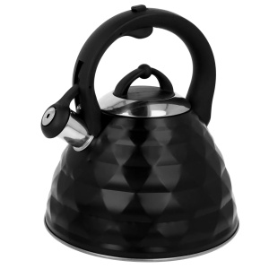 Stahlkessel mit Pfeife, traditionelles Gas, Induktion, GROß, 3 l, schwarzer Diamant, BRUNBESTE BB-2371