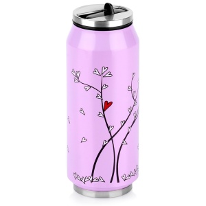 Thermobecher CAN mit Strohmundstück für die Schule, rosa HERZ 400 ml ORION 128513