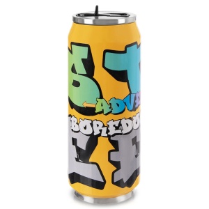 Thermobecher CAN mit Strohhalm und Ausgießer für die Schule GRAFFITI 500 ml ORION 128533