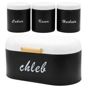 Small metal bread box + 3 containers for coffee, tea, sugar, spices BRUNBESTE BB-2669