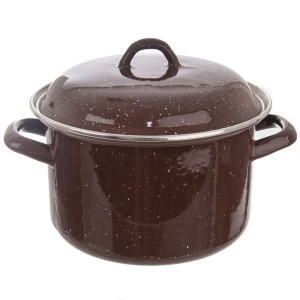 Enamelled pot with lid, brown induction BROWN 18 cm 2.5L ORION 113160