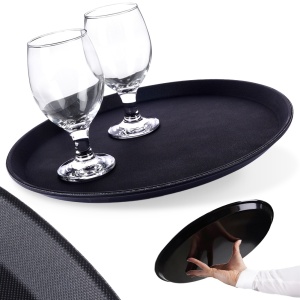 Waiter's tray anti-slip serving tray black 35cm VILDE 139623