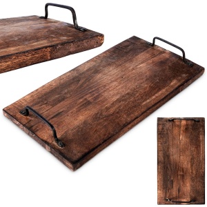 Wooden snack serving tray with handles 40.5x21.5cm VILDE 259023