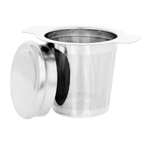 Coffee tea maker strainer with lid for a cup, glass, metal 7.5cm BRUNBESTE BB-1179