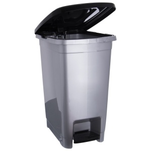 Narrow waste bin with pedal, lid, narrow, 25L, large, gray ORION 731310