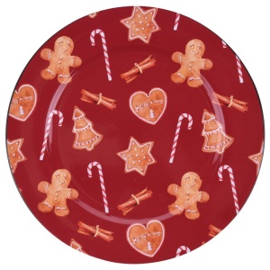 Red Christmas decorative plate 33 cm VILDE 139091-C