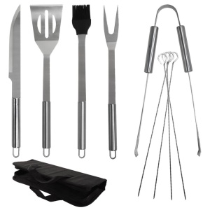 Set Grillbesteck aus Stahl im Koffer, 10-teilig. ORION 142606
