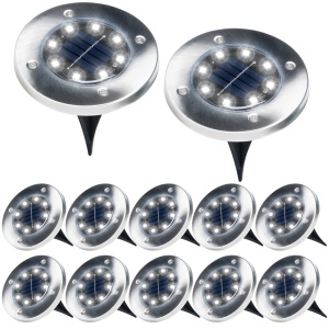 LED solar garden lamps, steel, embedded, 11.5cm, 12 pcs. VILDE 489291