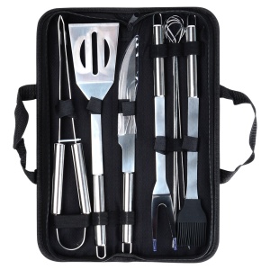 Grillbesteck-Set aus Stahl mit Koffer, 10-teilig. VILDE 489298