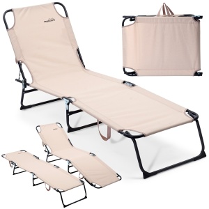 Beige foldable garden lounger REDCLIFFS 489337