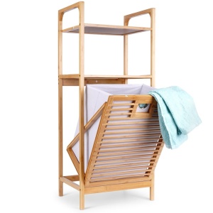 Badezimmerregal mit Bambus-Wäschekorb 39,5x30x49cm BATHROOM SOLUTIONS 569633