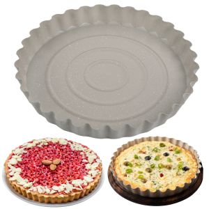 Forma do pieczenia tarty Ø28 cm, stal węglowa, marmurkowa, beżowa, KINGHOFF KH-1958