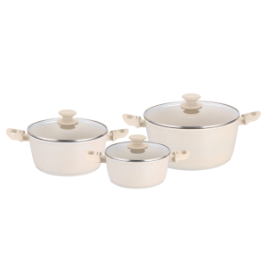 Set Töpfe 6-teilig. Aluminiumguss, Antihaftbeschichtung, Creme, KLAUSBERG KB-7961