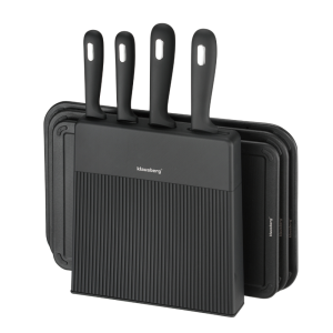 8-tlg. Messer- und Schneidebrettset mit Organizer, schwarz, Edelstahl, KLAUSBERG KB-7980