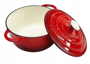 Enamelled cast iron pot 26 cm 4.8 L Red, KRISBERG KS-7709