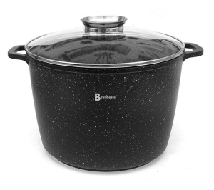 Marble-coated black 10L 28cm high induction gas pot BRUNBESTE BB-7733