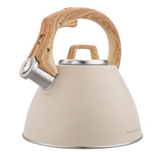 Flötenkessel Wasserkessel Teekessel aus Edelstahl 2,5L mit Pfeife Soft-Touch-Griff Beige KLAUSBERG KB-7954