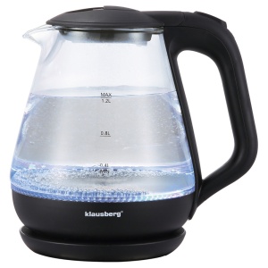 Electric kettle, glass, 1.2 L, LED, KLAUSBERG KB-9003