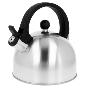 Stahlkessel 2,5L Traditionell mit Pfeife Silber Induktionsgas BRUNBESTE BB-1325