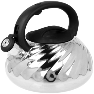 Großer Stahlkessel mit Pfeife, 3,0 l, für Induktion, mit Rillen BRUNBESTE BB-2384