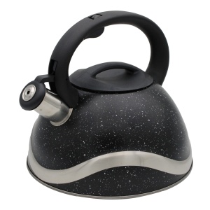 Großer Stahlkessel 3,0 l traditionell mit Pfeife, schwarze Induktion BRUNBESTE BB-2275