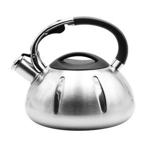 Stahlkessel mit Pfeife, groß, 3L, mit Rillen, Induktion BRUNBESTE BB-2432