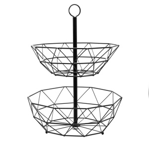 Obstkorb, zweistöckiger Korb, 2-stöckig schwarz BRUNBESTE BB-2533