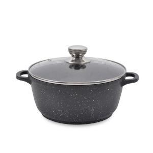 Garnek z pokrywką indukcja gaz 18cm 1.7L czarny marmurek MAESTRO MR-4218