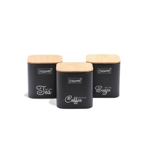 Set of metal containers, black kitchen containers, 3 PCS MAESTRO MR-1775-3S-BLACK