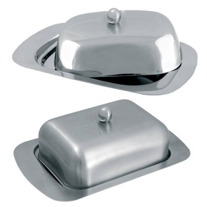 Maselniczka maselnica metalowa srebrna pojemnik na masło MAESTRO MR-1650