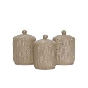 Set of 3 ceramic containers for coffee, tea and sugar Geometry Beige MAESTRO MR-20004-03CS