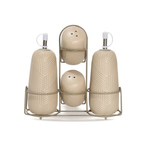 Keramik-Gewürzset 5-teilig Geometry Beige MAESTRO MR-20004-04S