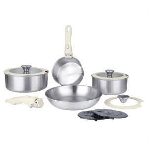 11-tlg. Topfset Stahltöpfe Kasserollen Set Induktion Gas BRUNBESTE BB-5558