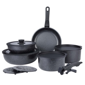 13-piece Cookware set marble pots set induction gas 13pcs black BRUNBESTE BB-5533