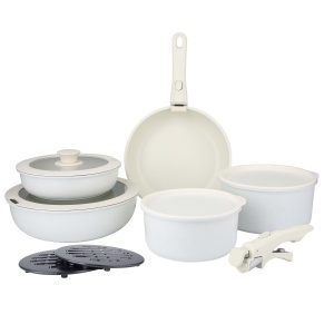 13-piece Cookware set marble pots set induction gas 13pcs beige BRUNBESTE BB-5534