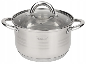 Garnek stalowy 20cm 3 l miarka podziałka na indukcję gaz z pokrywką ROSSNER MM7047-20