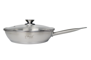 Patelnia stalowa z pokrywką szklaną 28cm ROSSNER T8023