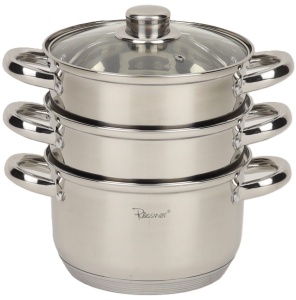 Garnek stalowy ze stali nierdzewnej na parę parowar 18cm 4-ele 2.7L indukcja gaz ROSSNER MM7024