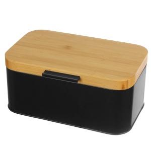 Chlebak stalowy z pokrywą bambusową 30 x 19,5 x 14 cm BRUNBESTE BB-2741