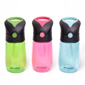 Kubek butelka bidon z ze składaną słomką rurką 350ml 3 kolory KAMILLE KM-2300