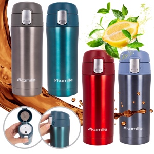 Kubek termiczny na kawę bidon butelka 320ml 4 kolory metaliczne KAMILLE KM-2087